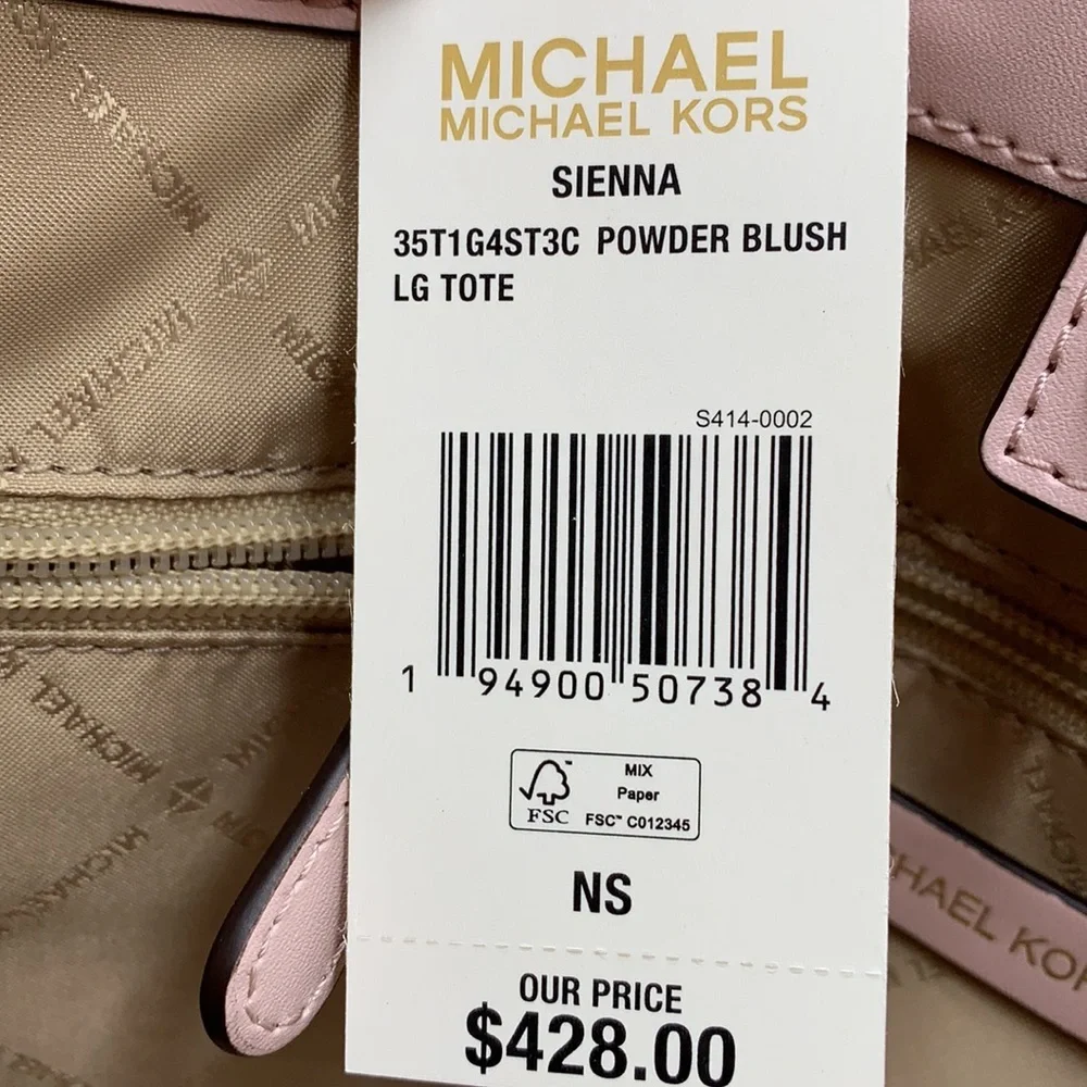 MICHAEL KORS SIENNA Large Tote Shoulder BAG In POWDER BLUSH Leather Canvas - Picture 15 of 16